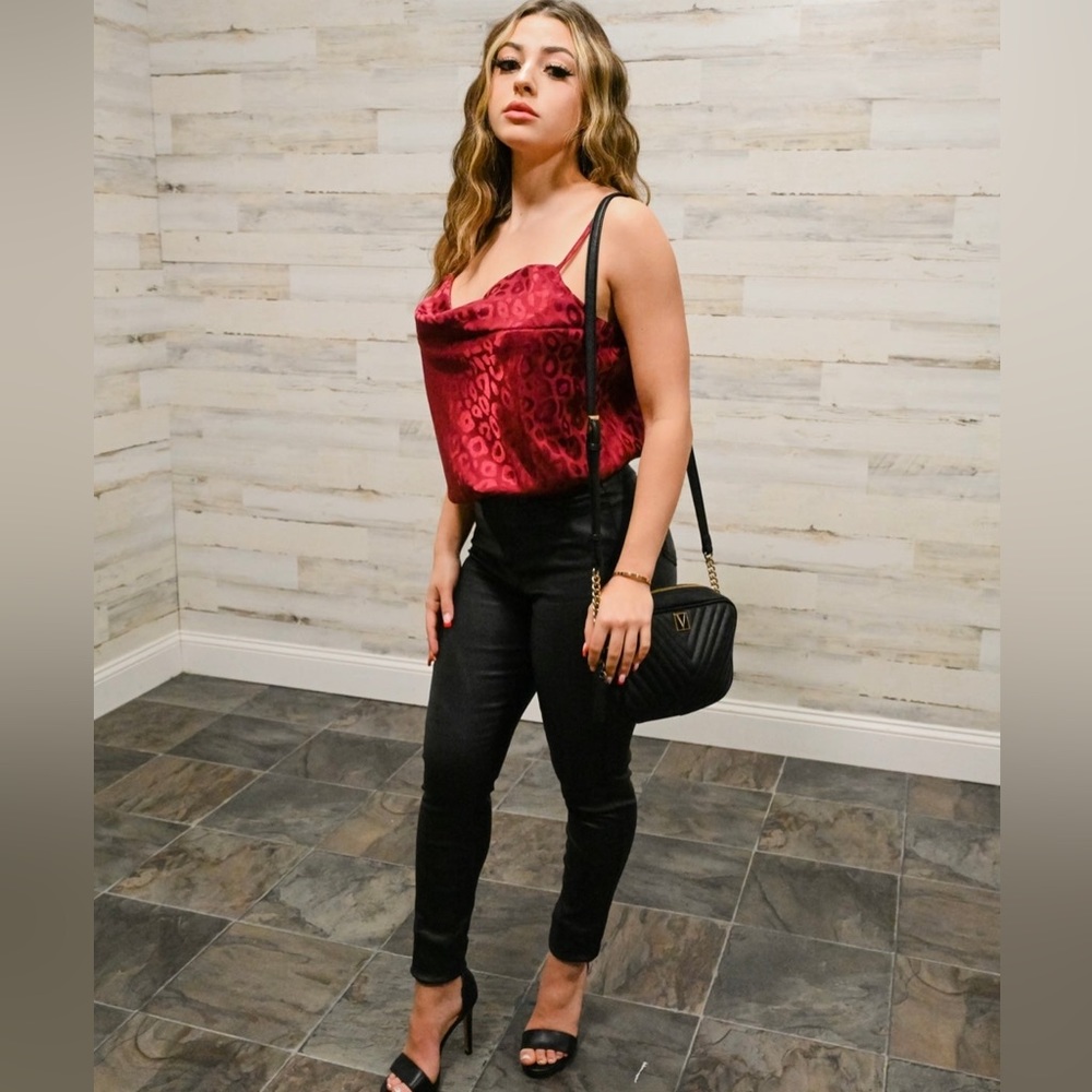 Satin Animal Print Bodysuit. Never Worn